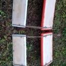 orange white vinyl stadium bleacher seat athletic event portable chair retro bench