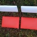 orange white vinyl stadium bleacher seat athletic event portable chair retro bench