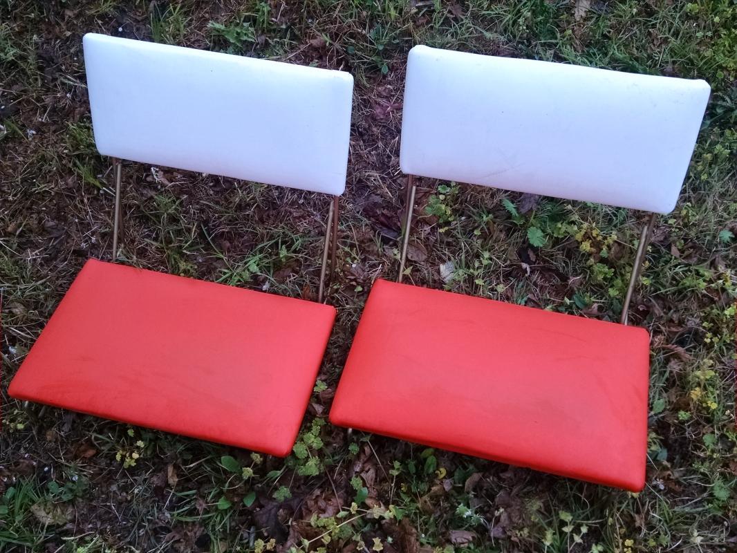 orange white vinyl stadium bleacher seat athletic event portable chair retro bench