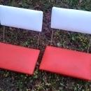 orange white vinyl stadium bleacher seat athletic event portable chair retro bench