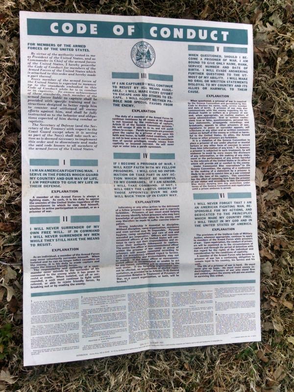 code conduct war office armed forces publication paper poster 1955 united states america Korean era collectible wall decoration