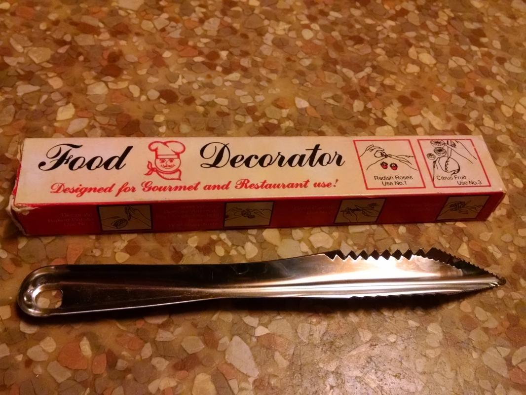 food decorator chef utensil stainless steel kitchen tool vegetable knife 1960's original store box