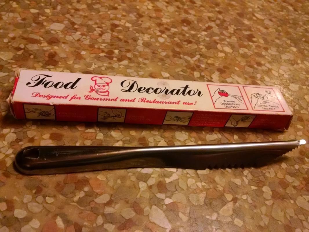 food decorator chef utensil stainless steel kitchen tool vegetable knife 1960's original store box