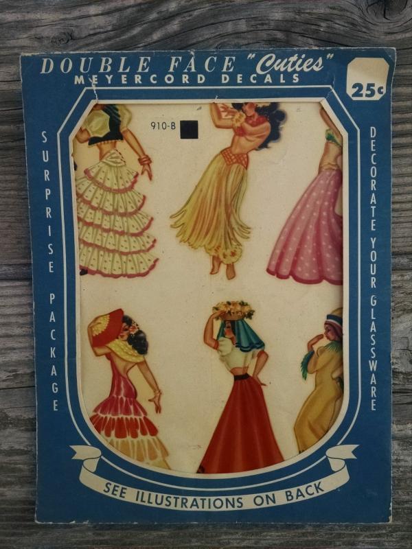 girly barware double face cuties sexy girl decal bar cocktail glass decoration original meyercord chicago illinois cardboard advertising envelope factory sleeve