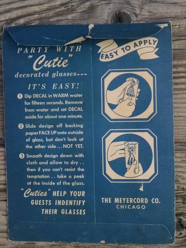 girly barware double face cuties sexy girl decal bar cocktail glass decoration original meyercord chicago illinois cardboard advertising envelope factory sleeve
