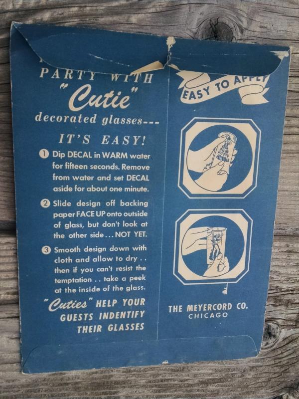 girly barware double face cuties sexy girl decal bar cocktail glass decoration original meyercord chicago illinois cardboard advertising envelope factory sleeve