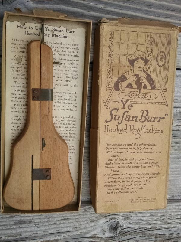 Ye Sufan Susan Burr Hooked Tapestry Rug Making Tool Holley Associates Torrington Connecticut Original Store Box