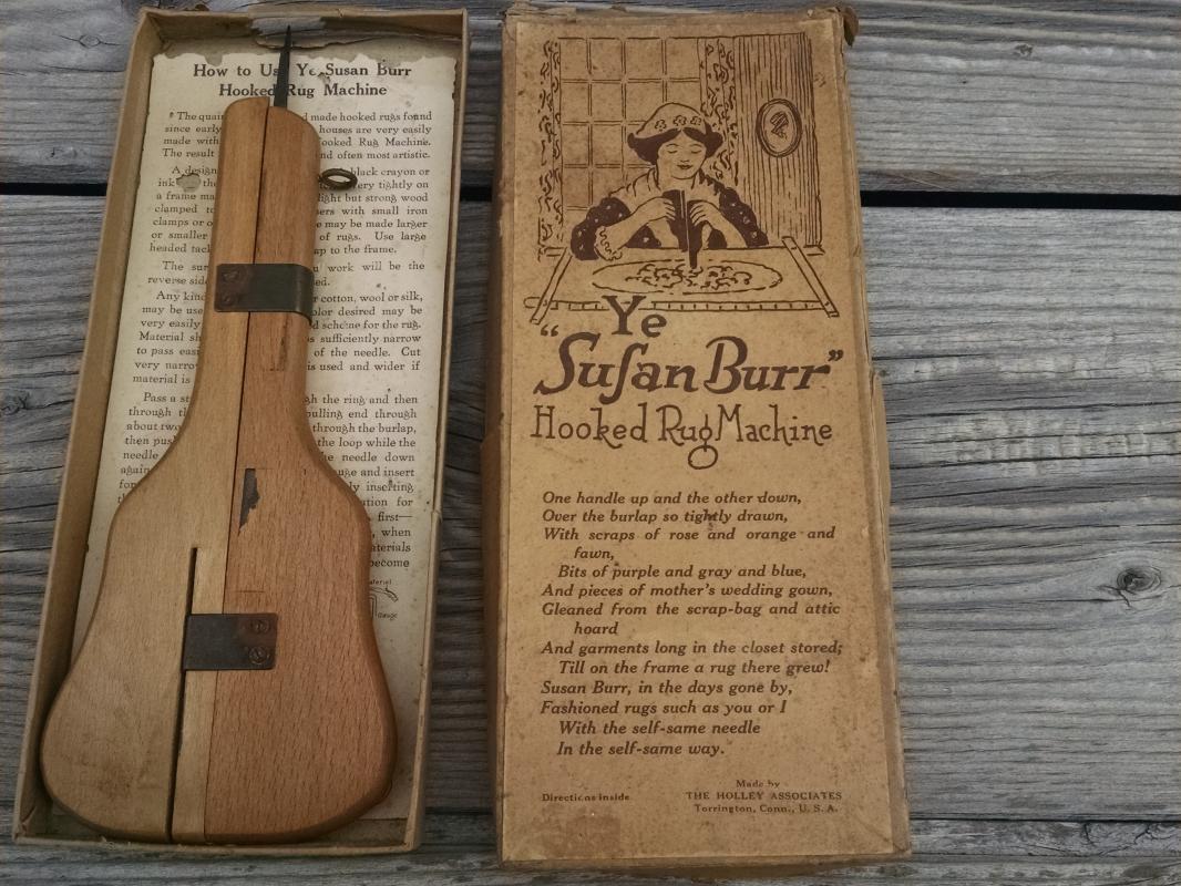 Ye Sufan Susan Burr Hooked Tapestry Rug Making Tool Holley Associates Torrington Connecticut Original Store Box