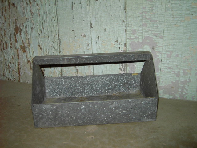 GALVINIZED METAL NAIL TOTE PLANT FLOWER POT CADDY