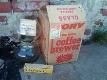 CORY BRAND GLASS COFFEE POT HOT BEVERAGE BREWER DRINK MAKING UTENSIL GIANT FOOD CHICAGO ILLINOIS ORIGINAL BOX