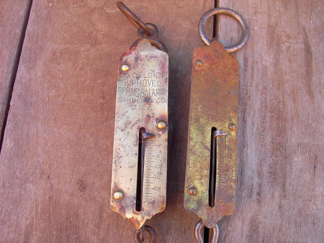 BRASS SCALE SPRING BALANCE WEIGHT MEASURE JOHN CHATILLON NEW YORK SARGENT USA