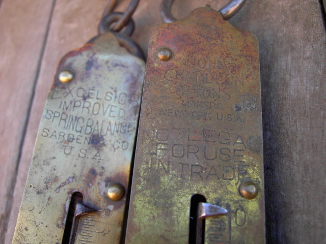BRASS SCALE SPRING BALANCE WEIGHT MEASURE JOHN CHATILLON NEW YORK SARGENT USA