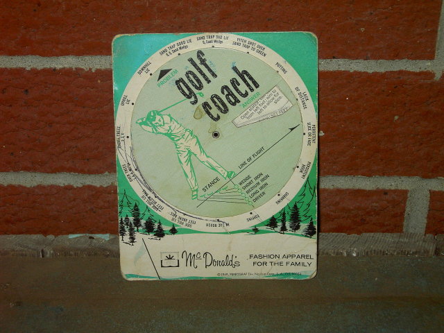 J M MCDONALD GOLF COACH GAME TIP CARD STORE ADVERTISING 1969 CUSTOMER GIVEAWAY PERRYGRAF NASHUA LOS ANGELES CALIFORNIA