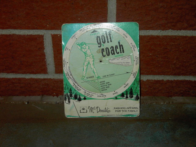 J M MCDONALD GOLF COACH GAME TIP CARD STORE ADVERTISING 1969 CUSTOMER GIVEAWAY PERRYGRAF NASHUA LOS ANGELES CALIFORNIA