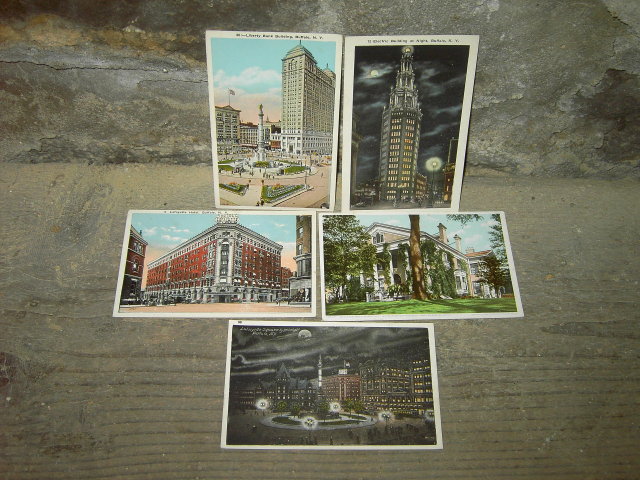 BUFFALO NEW YORK POSTCARD LANDMARK TOURISM PICTURE CARD LAFAYETTE SQUARE HOTEL LIBERTY ELECTRIC BUILDINGS WILCOX RESIDENCE