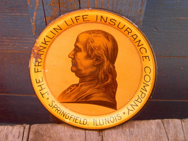 SPRINGFIELD ILLINOIS BEN FRANKLIN LIFE INSURANCE TRAY COASTER PLATE