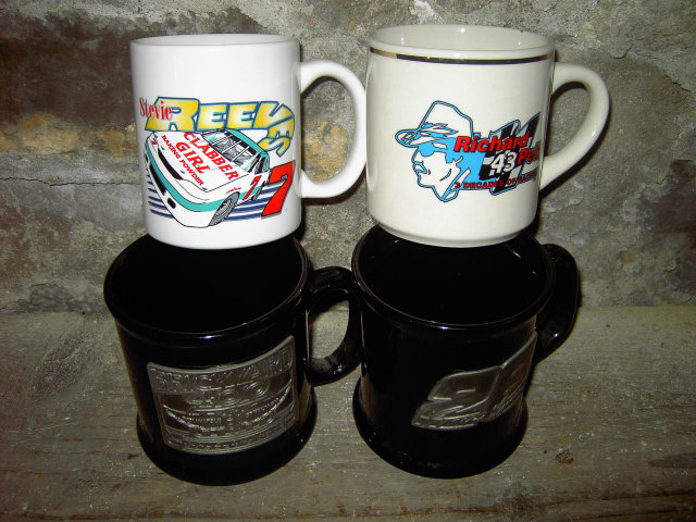NASCAR MUG CAR AUTO RACING RICHARD PETTY STEVIE REEVES ERNIE IRVIN BRICKYARD 400 INDIANAPOLIS INDIANA INAUGURAL RACE