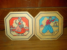 JACK SPRAT STORES DUTCH GIRL BOY HOTPAD TRIVET AINSWORTH BASSETT NEBRASKA ADVERTISING NEWTON IOWA VERNON COMPANY