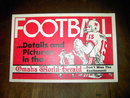 FOOTBALL SIGN OMAHA NEBRASKA WORLD HERALD NEWSPAPER BANNER RED WHITE CARDBOARD