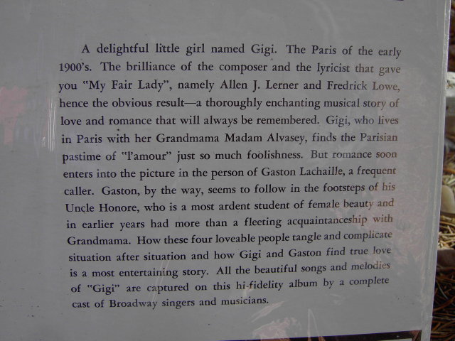 GIGI BROADWAY MUSICAL RECORDING VINYL RECORD ALBUM CORONET 1960'S