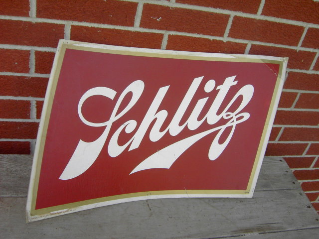 SCHLITZ BEER CARDBOARD SIGN 1958 MILWAUKEE WISCONSIN BREWERY ADVERTISING EMBLEM