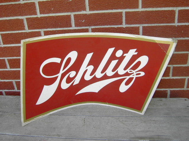 SCHLITZ BEER CARDBOARD SIGN 1958 MILWAUKEE WISCONSIN BREWERY ADVERTISING EMBLEM