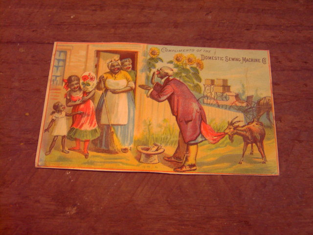 MAMMY NEGRO PEDDLER SALESMAN DOMESTIC SEWING MACHINE ADVERTISING CARD