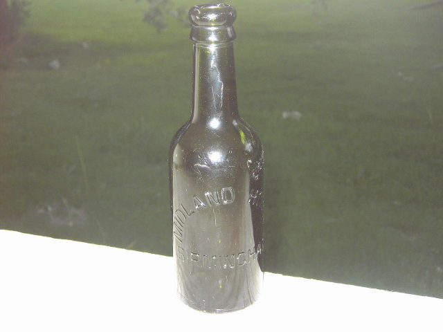 BIRMINGHAM ALABAMA MIDLAND HOTEL GREEN GLASS LIQUOR WINE BOTTLE