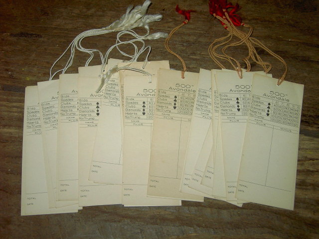 BRIDGE CARD GAME AVONDALE 500 TALLY SCORE SHEETS CLOWN LUTE PICTURE