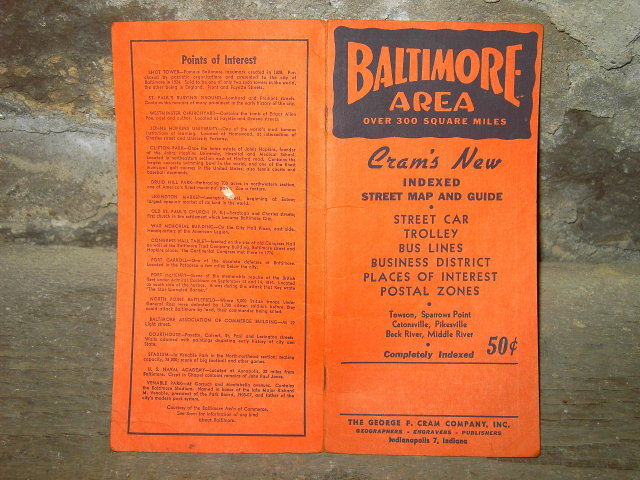 BALTIMORE MARYLAND STREET GUIDE CRAM COMPANY INDIANAPOLIS INDIANA