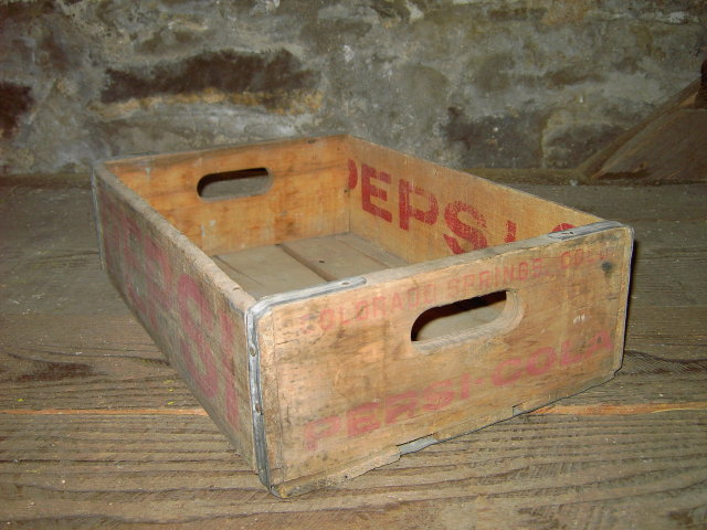 COLORADO SPRINGS PEPSI CRATE SODA POP BOTTLE TOTE WOODEN BOX