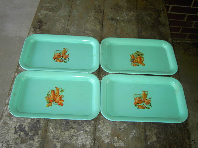 JADE GREEN SNACK TRAY SERVING PLATE KITCHEN UTENSIL FRUIT DECAL PLATTER