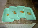 JADE GREEN SNACK TRAY SERVING PLATE KITCHEN UTENSIL FRUIT DECAL PLATTER