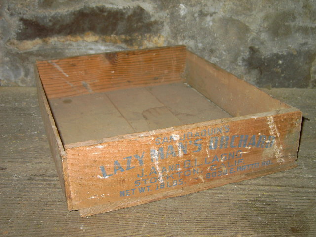 LAZY MAN'S ORCHARD CRATE SAN JOAQUIN VALLEY STOCKTON CALIFORNIA FRUIT BOX PRODUCE TOTE