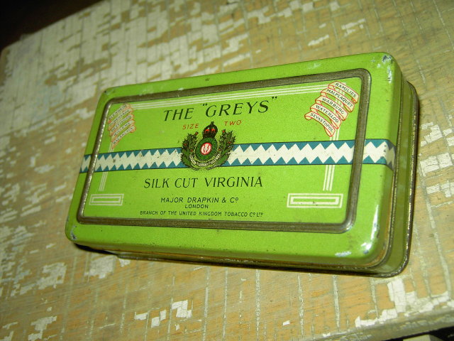 GREYS VIRGINIA TOBACCO TIN CAN LONDON ENGLAND MAJOR DRAPKIN COMPANY