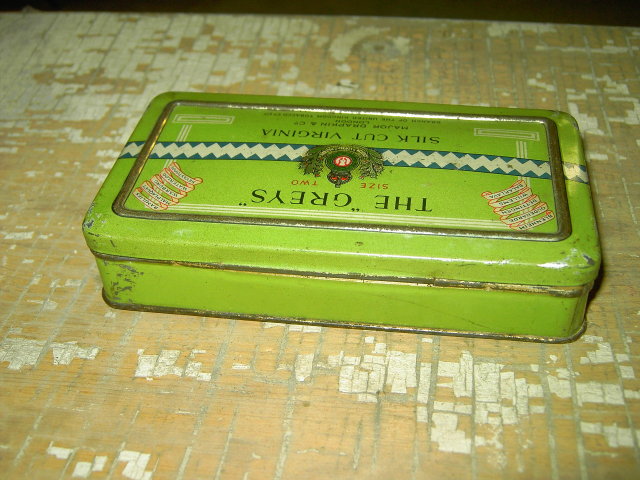 GREYS VIRGINIA TOBACCO TIN CAN LONDON ENGLAND MAJOR DRAPKIN COMPANY