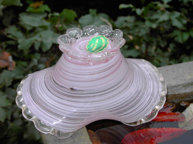 ITALY MURANO LAVENDER BASKET CANDY DISH PURPLE WHITE BOWL