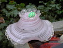 ITALY MURANO LAVENDER BASKET CANDY DISH PURPLE WHITE BOWL