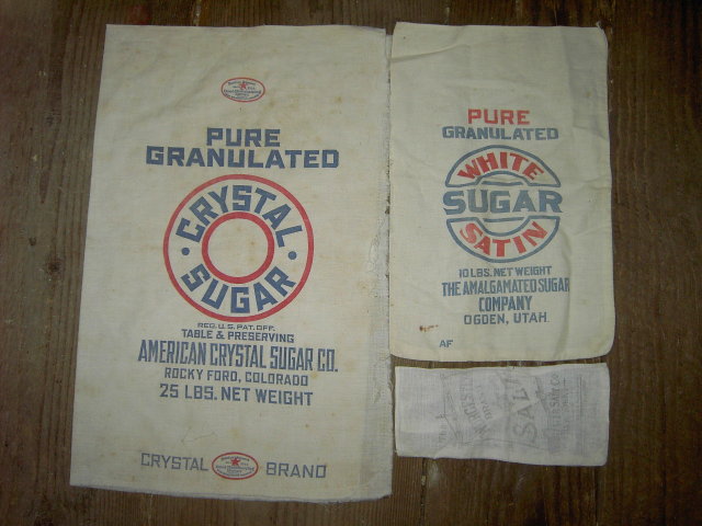 WORCESTER SALT CRYSTAL WHITE SATIN SUGAR SACK NEW YORK ROCKY FORD COLORADO OGDEN UTAH COTTON BAG