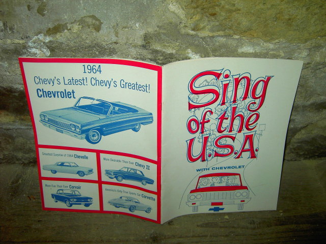 1964 CHEVY SING OF THE USA CHEVROLET FAMILY SONGBOOK CHEVELLE CORVAIR CORVETTE COVER PHOTO