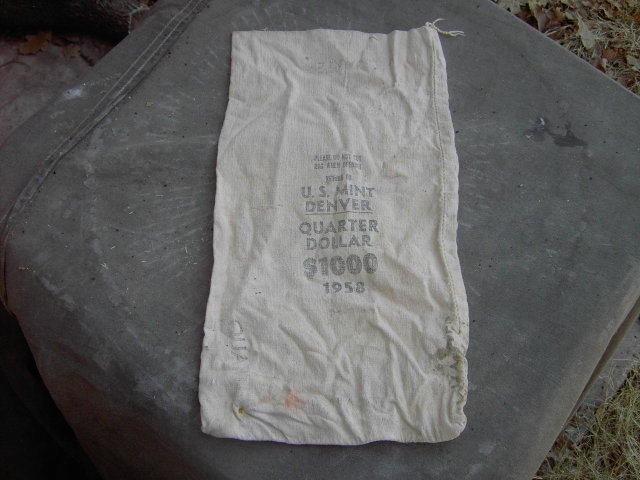 DENVER COLORADO MINT BAG QUARTER DOLLAR COTTON SACK 1958