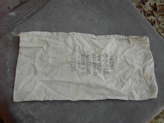 DENVER COLORADO MINT BAG QUARTER DOLLAR COTTON SACK 1958