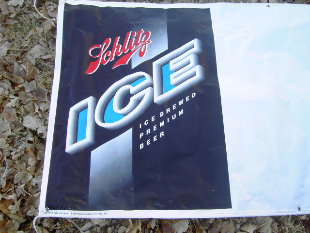 SCHLITZ ICE BEER SIGN PLASTIC BANNER WALL ADVERTISING 1994 ST PAUL MINNESOTA