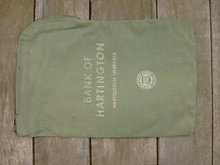 HARTINGTON NEBRASKA BANK BAG GREEN CANVAS MONEY SACK ZIP PACK