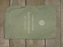HARTINGTON NEBRASKA BANK BAG GREEN CANVAS MONEY SACK ZIP PACK