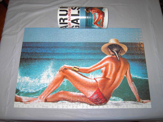 HARUMI BEACH GIRL SUNBATHING BEAUTY PUZZLE ORIGINAL TUBE BOX