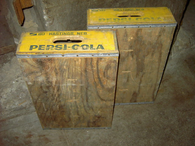HASTINGS NEBRASKA CRATE PEPSI COLA SOFT DRINK BOTTLE TOTE WOOD BOX