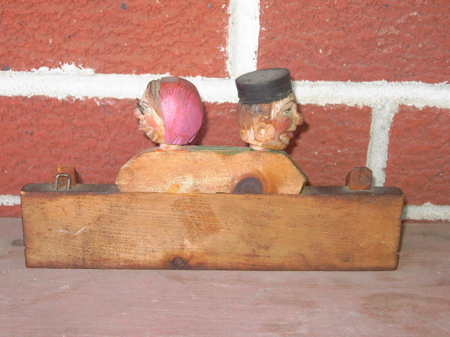 WOODEN WOMAN CARVED MAN WALL KEY HOOK RACK
