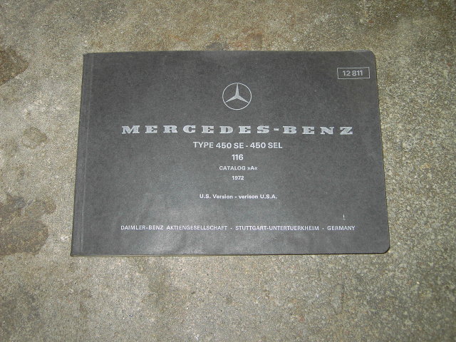 MERCEDES BENZ CATALOG 1972 OWNERSHIP MANUAL PARTS SERVICE BOOKLET