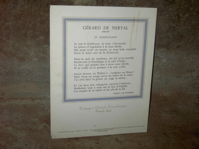 FRENCH LINE CRUISE SHIP MENU JEAN A MERCIER NUDE PICTURE PRINT